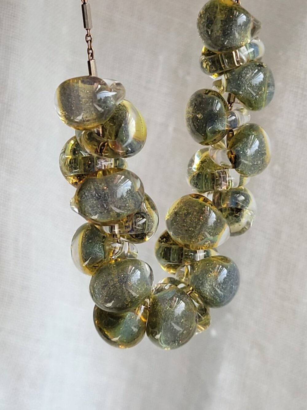 Handmade Glass Bead Necklace on Italian Silver Chain - Picture 6 of 8